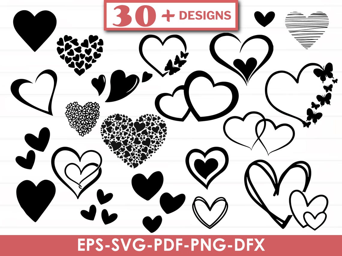 Heart Svg Bundle (vector), Heart Svg, Hand Drawn Heart Svg, Open Heart ...