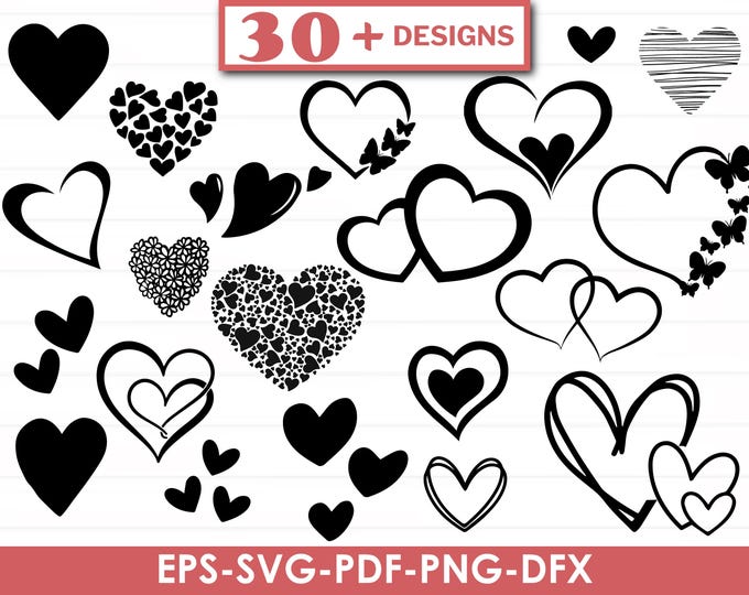 Heart Svg Bundle (vector), Heart Svg, Hand Drawn Heart Svg, Open Heart ...
