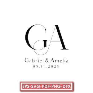 Monograma de casal personalizado para casamento, logotipo inicial de casamento personalizado, logotipo de iniciais, monograma de casamento elegante, letras de casamento modernas
