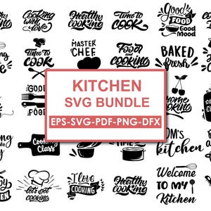 kitchen svg bundle Happy Kitchen Svg Bundle, Kitchen Designs Svg, Kitchen Quotes Svg, Cooking Svg, Svg File For Cricut, Kitchen Svg Cut File