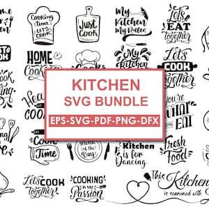 kitchen svg bundle Happy Kitchen Svg Bundle, Kitchen Designs Svg, Kitchen Quotes Svg, Cooking Svg, Svg File For Cricut, Kitchen Svg Cut File