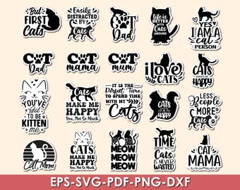 Pacchetto SVG di gatti, Clipart di mamma gatta (file digitali)