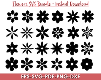 SVG-bundel bloem, bloemen gesneden bestanden (digitale download)