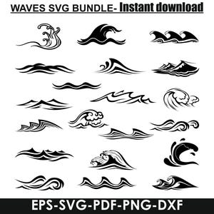 Wave SVG, Sea Waves svg, Ocean Waves svg, Wave Cut Files, Wave Clipart, Wave Cricut, Wave Vector, Wave Clipart, Wave Bundle SVG
