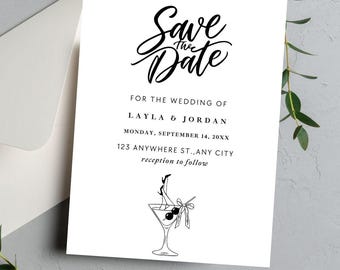 Save the Date Evite, elektronische Hochzeitseinladung, digitale Hochzeitseinladung, Save the Date Canva Template, minimalistische Save the Date