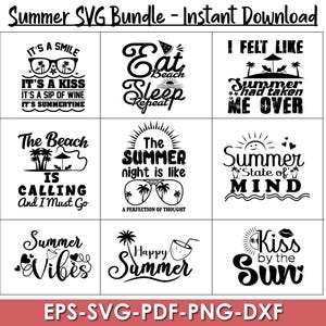 Summer SVG Bundle, Summer Svg, Beach Svg, Summertime Svg, Vacation Svg, Summer Cut Files, Cricut, Png, Svg, digital download