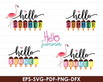 Hola, paletas de verano SVG, archivo de corte de letrero de verano (descarga digital)