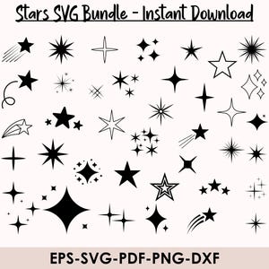 Sparkle SVG Bundle, Sparkle Stars SVG, Stars Svg, Star Clipart, Bright Stars, Twinkle Stars, Sparkle Cricut Cut File, Sparkle Clipart