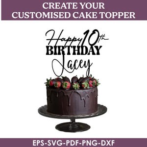 Customized Cake Topper,Happy Birthday, Personalized Custom Cake Topper ,Custom Cake Toppers for Birthday, Name Cake Topper, Custom Name Age