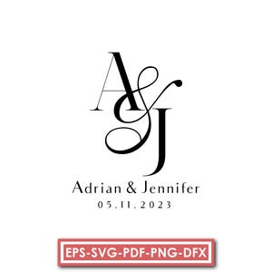 Monograma de casal personalizado para casamento, logotipo inicial de casamento personalizado, logotipo de iniciais, monograma de casamento elegante, letras de casamento modernas