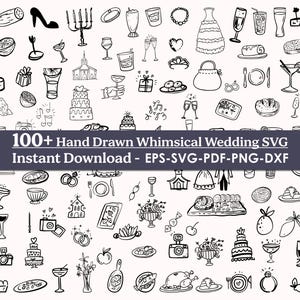 Whimsical Hand Drawn Wedding Clipart Bundle, Wedding Timeline, Wedding day, Wedding Timeline Icons, Wedding Doodles, wedding png doodles