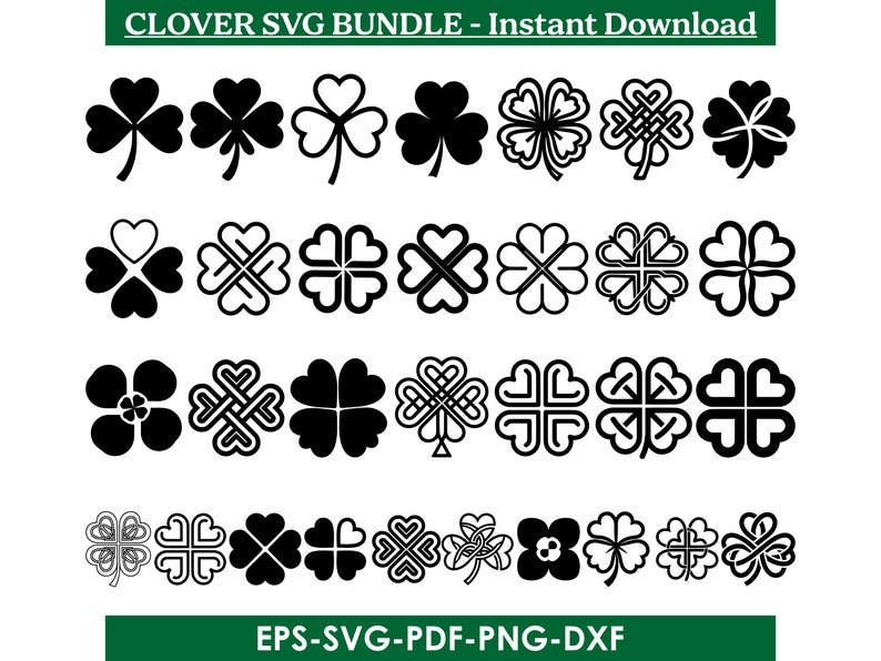Clover SVG Bundle, Clover Logo SVG, Lucky Clover Clipart (digital ...