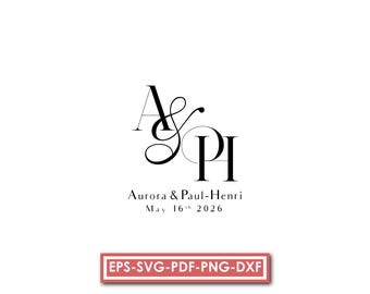 Custom Couple Initials Logo, Elegant Wedding Monogram (Digital)
