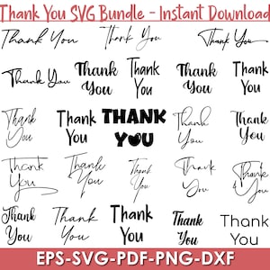 Gracias Svg, Gracias Clipart, Gracias Archivos de corte, Gracias paquete SVG, gracias escrito a mano, Gracias Firma Descarga instantánea