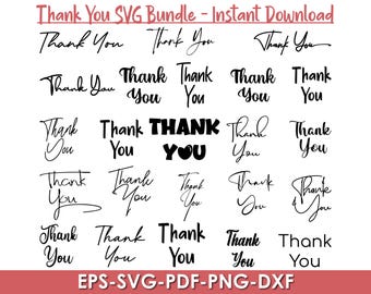 Thank You SVG Clipart Bundle, Hand Lettered (Digital Download)