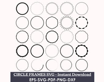 Circle Frame SVG Bundle, Round Wreath (Digital Download)