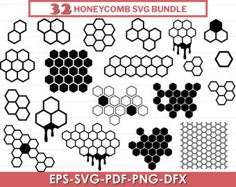Honeycomb Pattern SVG Bundle, Hexagon Clipart (Digital Download)