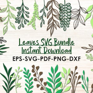 Hand Drawn Leaf SVG Bundle, Plant Cut Files (Digital Download)