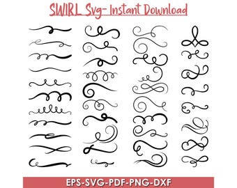 Swirl Flourish SVG, Decoration Elements Clipart (Digital Download)
