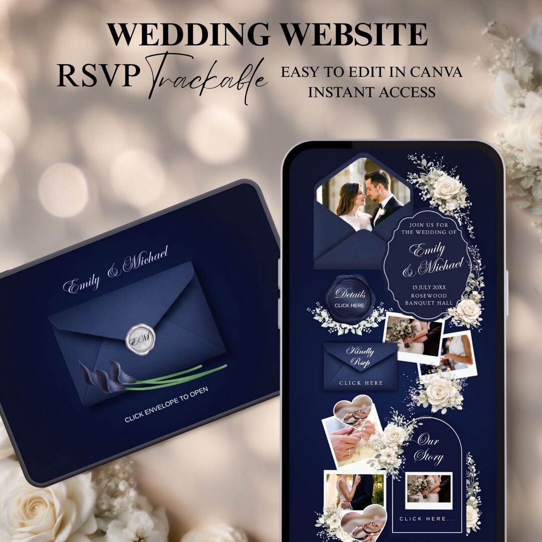Editable Wedding Website Template, Canva Invitation (digital Download