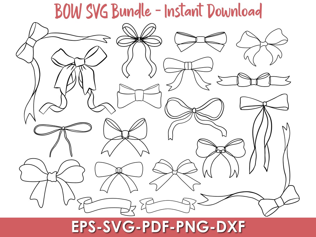 Boho Ribbon Svg Bundle, Coquette Bow Svg, Ribbon Bow Svg, Bow Svg Png ...