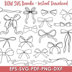 Boho Ribbon Svg Bundle,  Coquette Bow Svg, Ribbon bow Svg, Bow Svg Png, Hair Bow Svg, Bow Tie Svg, Bow Png, Ribbon Bow Outline Svg
