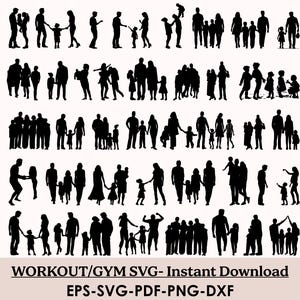 Family SVG Bundle, Family Clipart, Family Silhouette, Family Clipart, Family SVG Cut Files Cricut, Father Children svg, Family Silhouette