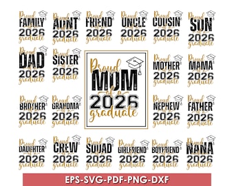 Proud Graduate 2026 svg, Stolzer Graduierte Familienname svg, Staffelung 2026 svg bündel, Staffelungs-shirt svg, Seniorenfamilie 2026 svg