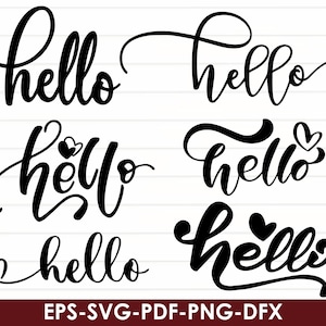 Hello svg, welcome svg, door mat svg, door sign svg, hello flourish svg, Hello PNG, Hello Cut File, Calligraphy Hello, Hello Clipart