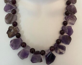 Faceted Amethyst Necklace with Silver Toggle, 20 inch