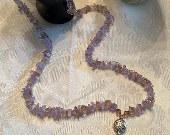 Amethyst Glass Pendant with Fluorite and Crystals