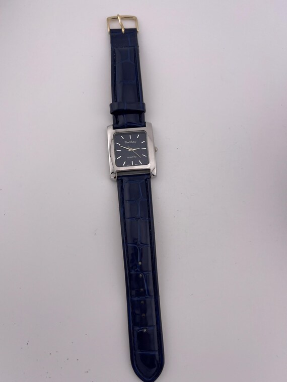 Vintage Fred Belay Rectangular Blue Dial Dress Wa… - image 11