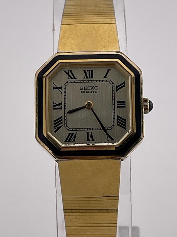 Seiko Octagonal Gold Quartz Dress Watch Roman Numerals C. 1980s