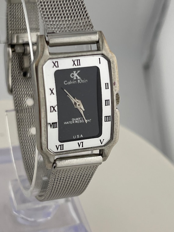 Calvin Klein Rectangular Black Dial Mesh Band Wat… - image 1