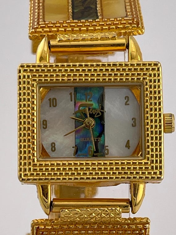 Faberge Ladies Gold Tone Quartz Bracelet Watch W Mother of  display picture 3