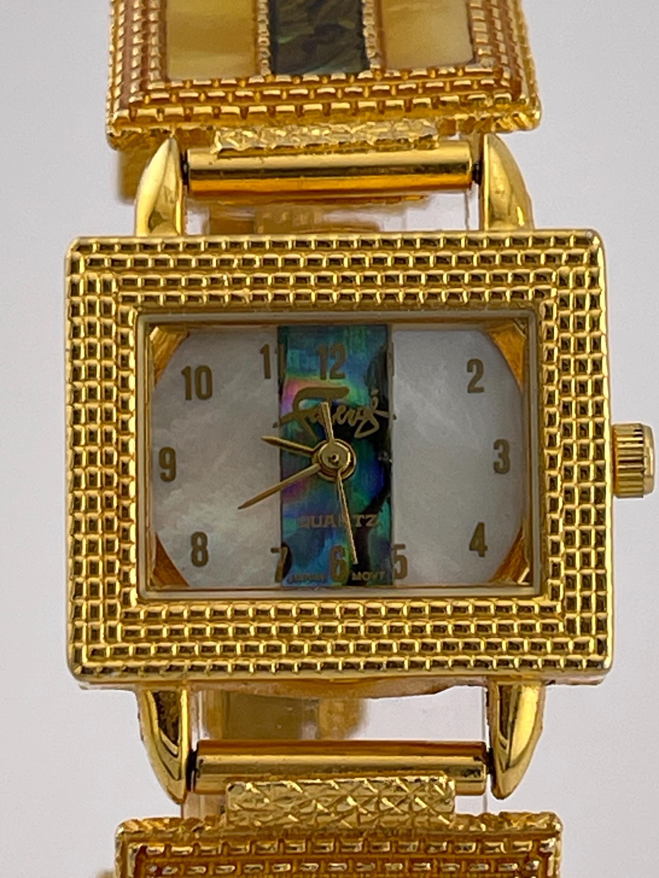 Vintage Gold and Abalone Women\'s Watch New Battery Never Worn Womens Gold Vintage Abalone Watch - Etsy main image 2