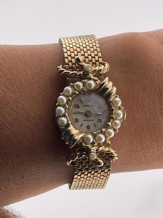 Hanover Swiss Antimagnetic Ladies Pearl Bracelet Watch C  display picture 1