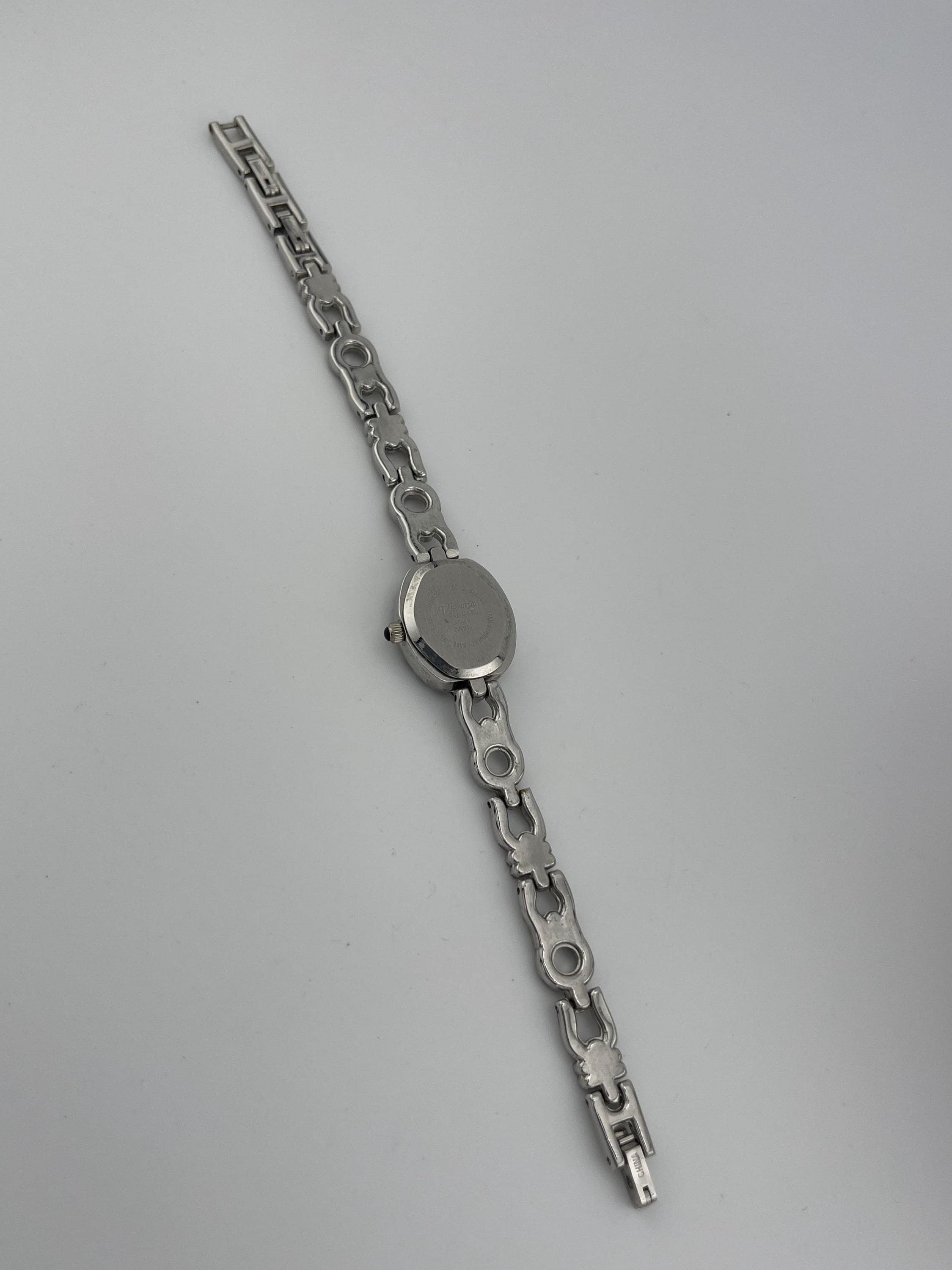 Vintage R Quartz Silver Tone Diamond Face Crystal Accent‎ Bracelet Watch K508 Ladies Vintage RB Sterling Silver Turquoise Coral Navaho  main image 2