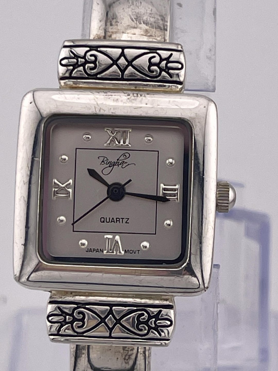 Vintage Bingham No. BC 7022S Silver-tone Cuff Watch Japan  display picture 2