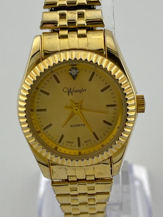 Wrangler Gold Tone Ladies Quartz Watch Model 5108 C.1990s - Etsy display picture 2