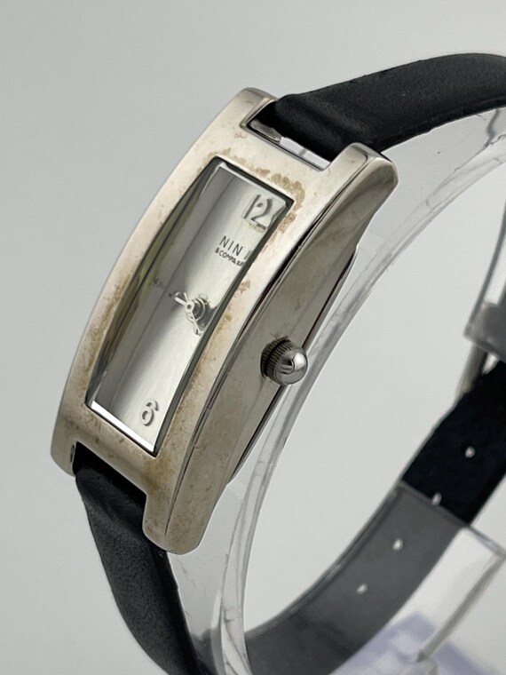 Nine & Co Silver Rectangular Leather Strap Quartz… - image 3