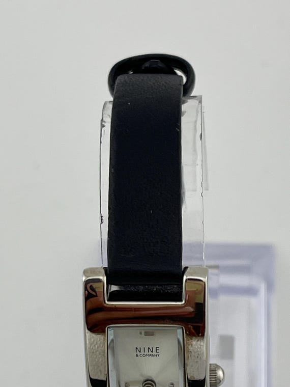 Nine & Co Silver Rectangular Leather Strap Quartz… - image 4