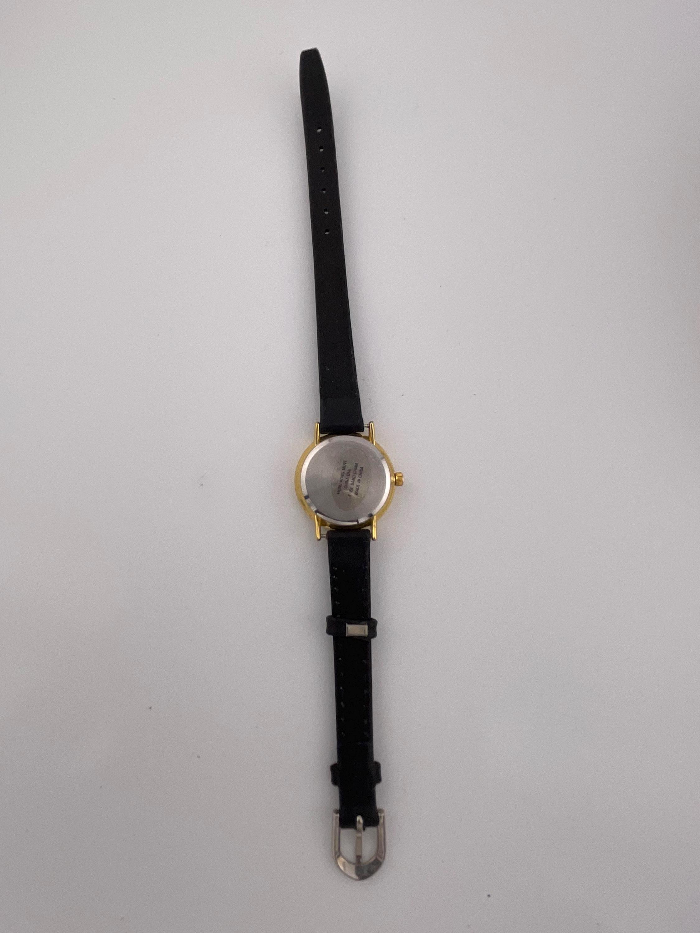 St. Marin Ladies Quartz Watch – Black Dial – Gold-tone Case 