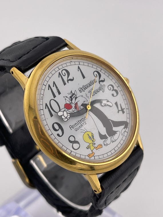 Armitron Sylvester & Tweety Looney Tunes Quartz Watch Gold 
