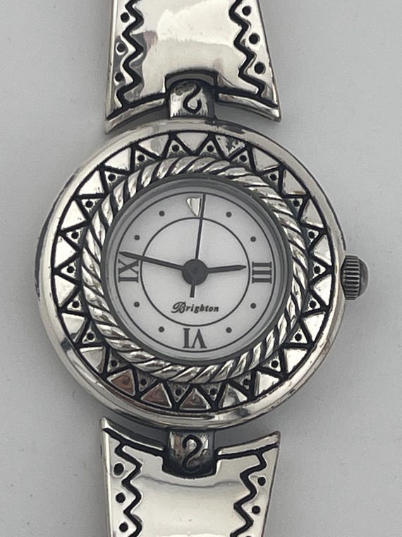 Brighton Montreal Silver Tone Link Watch Roman Numeral Japan Movement Ornate Brighton Women main image 3