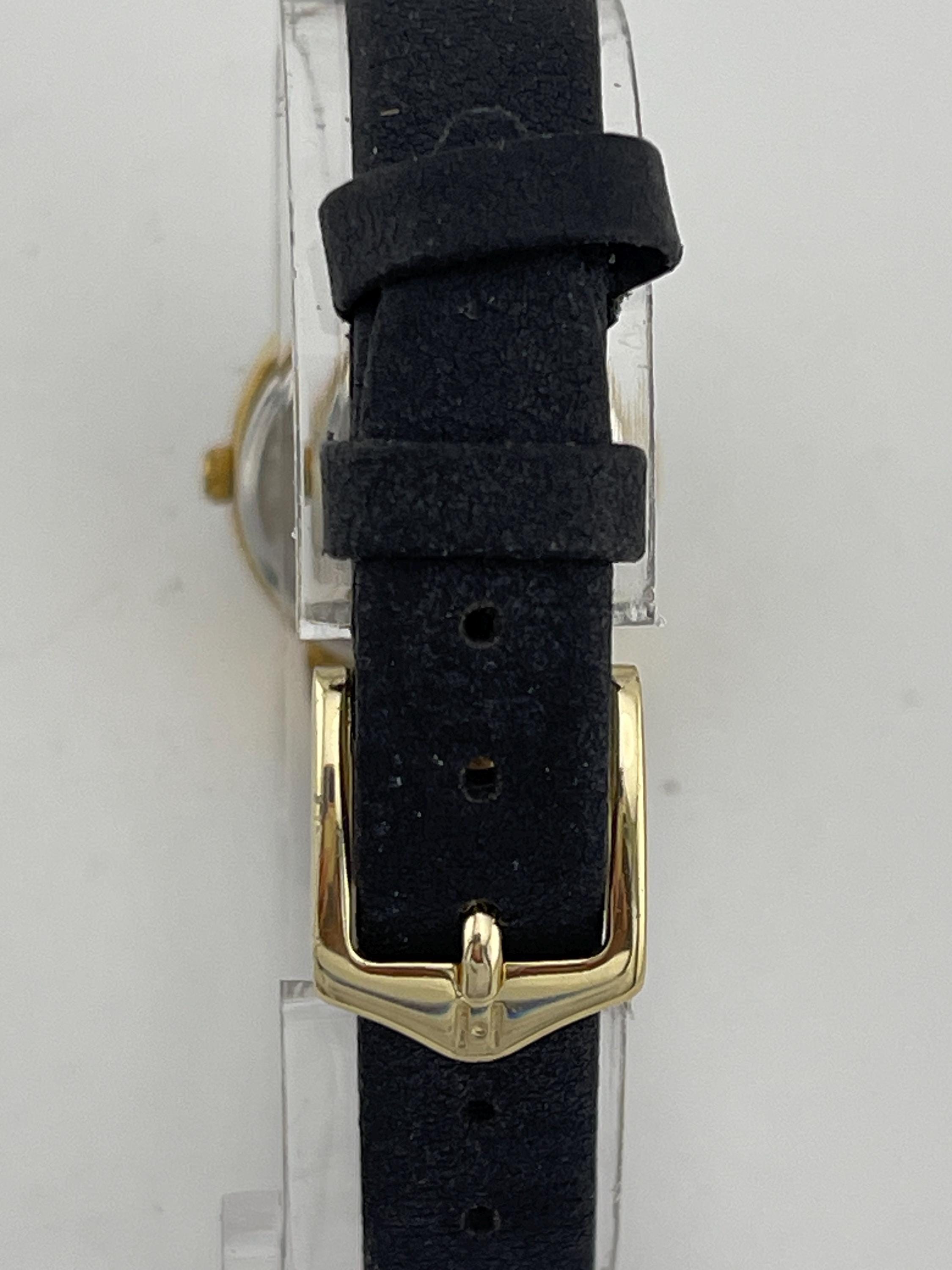 Baylor 6L22-Y Black Faceted Crystal Quartz Watch W/ Leather 