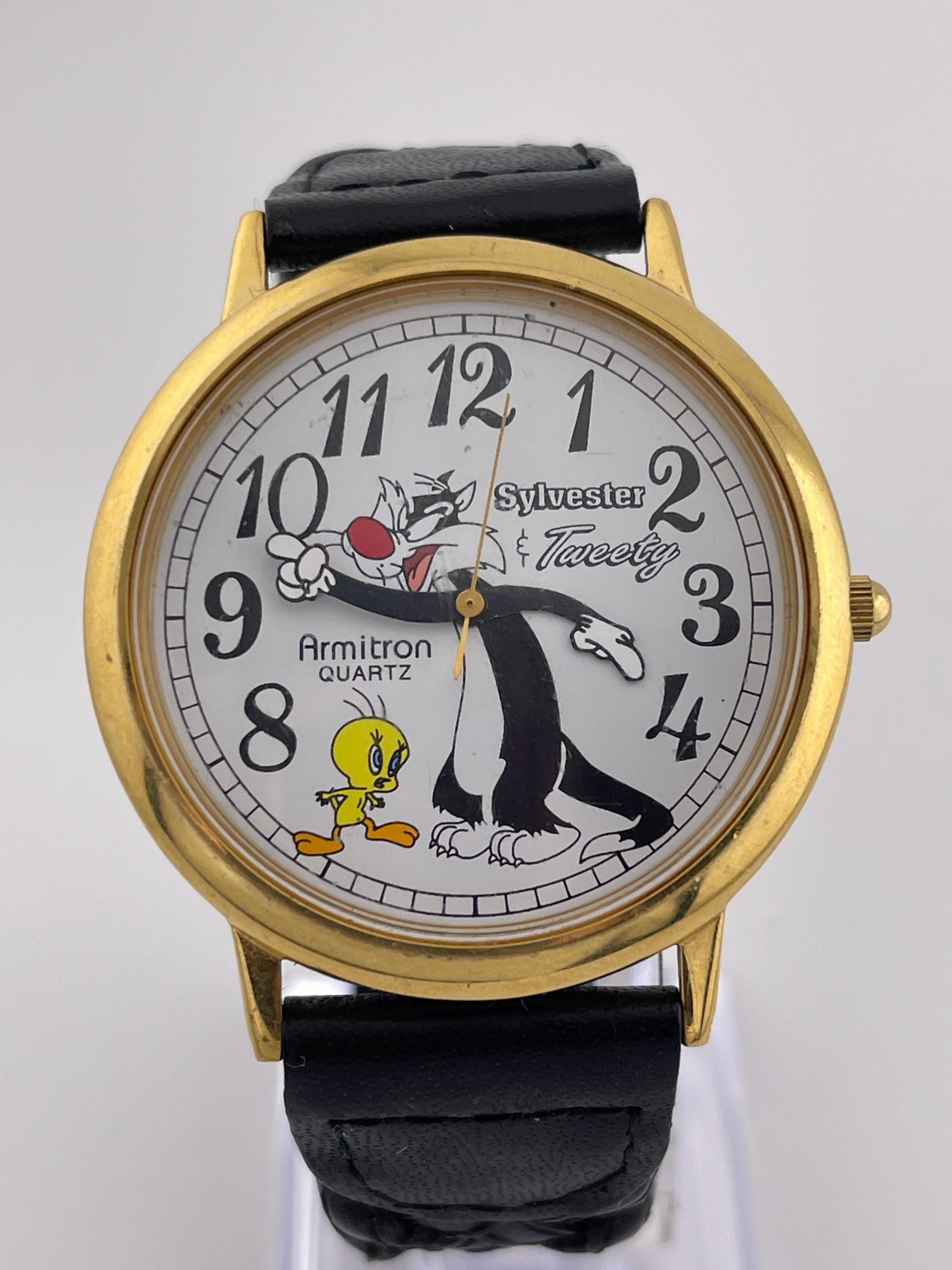 Armitron Sylvester & Tweety Looney Tunes Quartz Watch Gold 