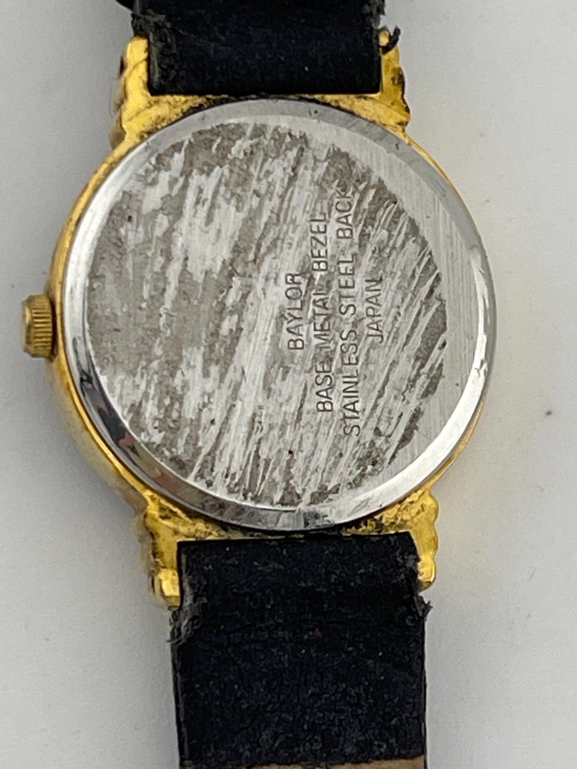Baylor 6L22-Y Black Faceted Crystal Quartz Watch W/ Leather  display picture 1