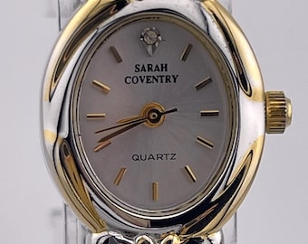 Vintage Black Face Sarah Coventry Gold Tone Quartz Watch  display picture 2