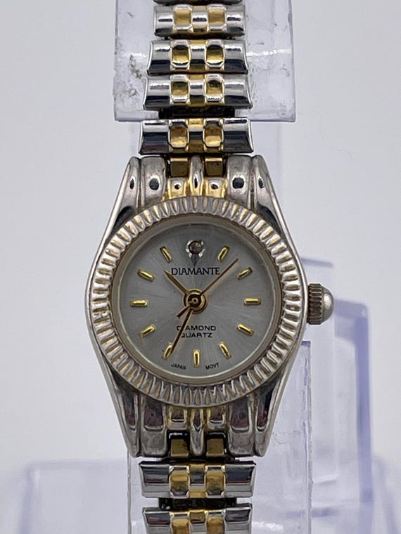 Vintage Diamante Diamond Quartz Watch–gold-tone Markers  display picture 1